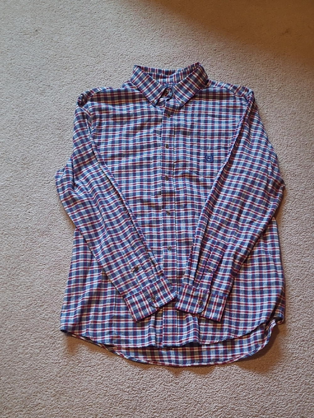 Chaps Plaid Button-Down Shirt in Blue and Red
